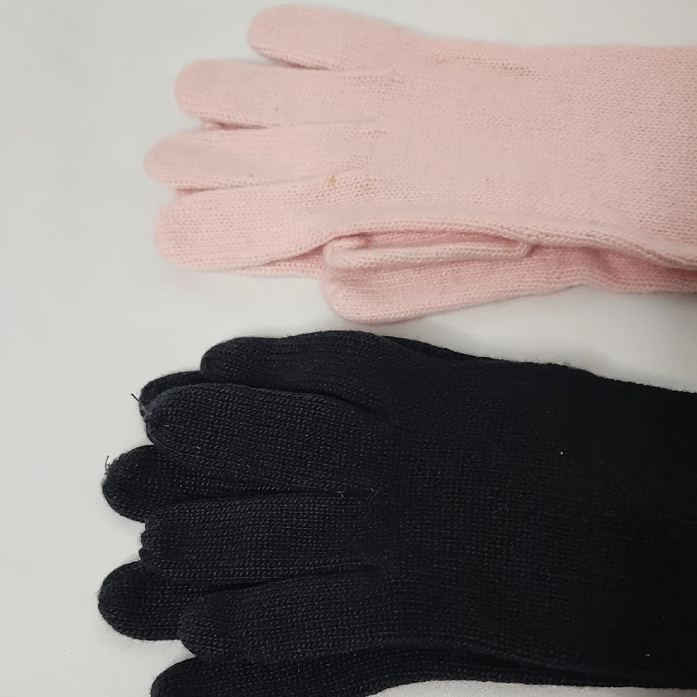 Two Cashmere Black and Pink Women's Gloves